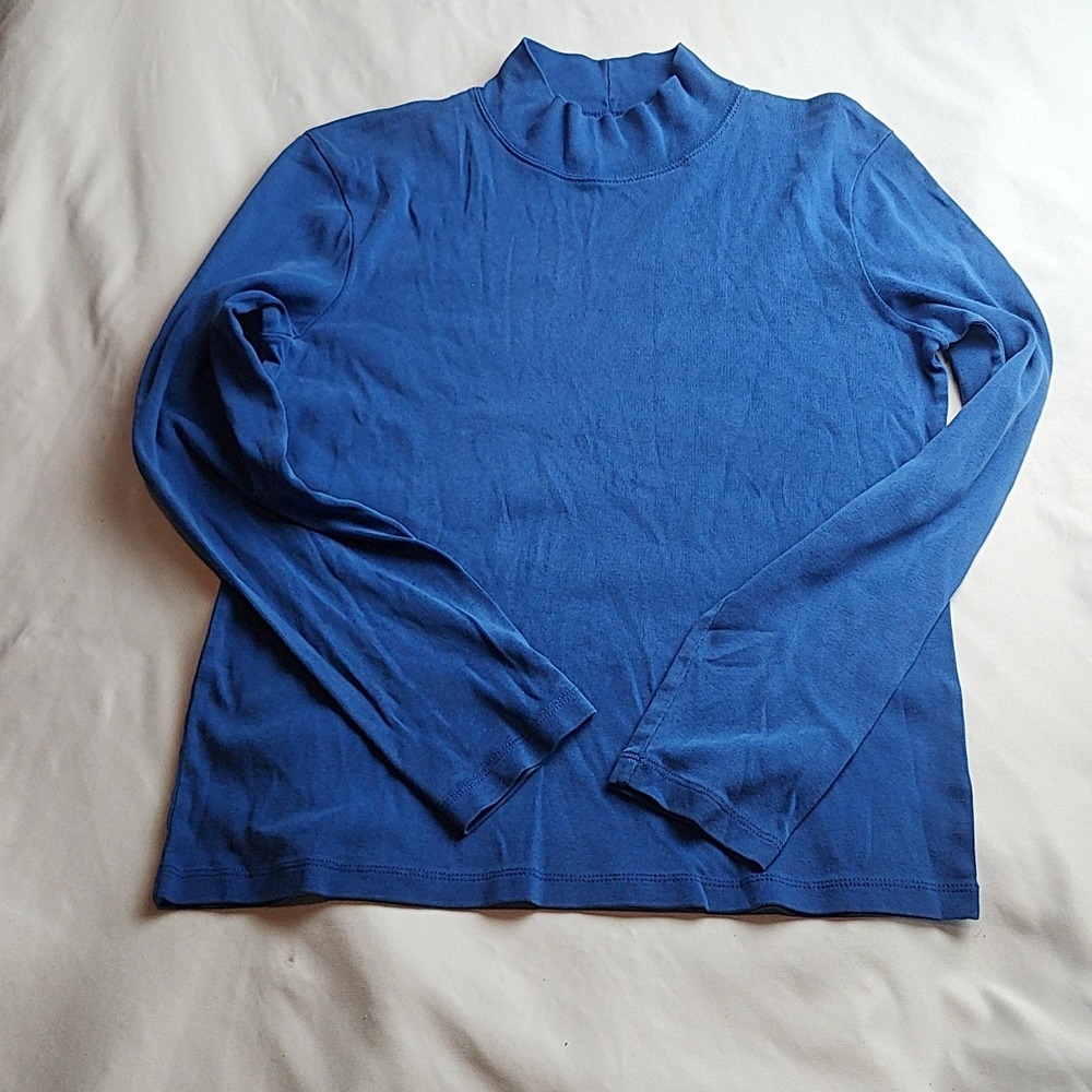 Jones New York Sport Mock Neck Long Sleeve Top Women's Size Small Royal Blue